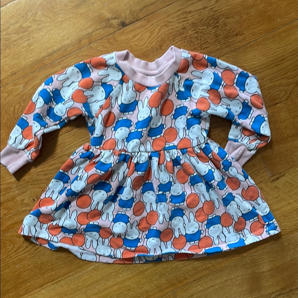 Hanna Andersson Pink and Blue Raglan Sleeve Sweater Dress